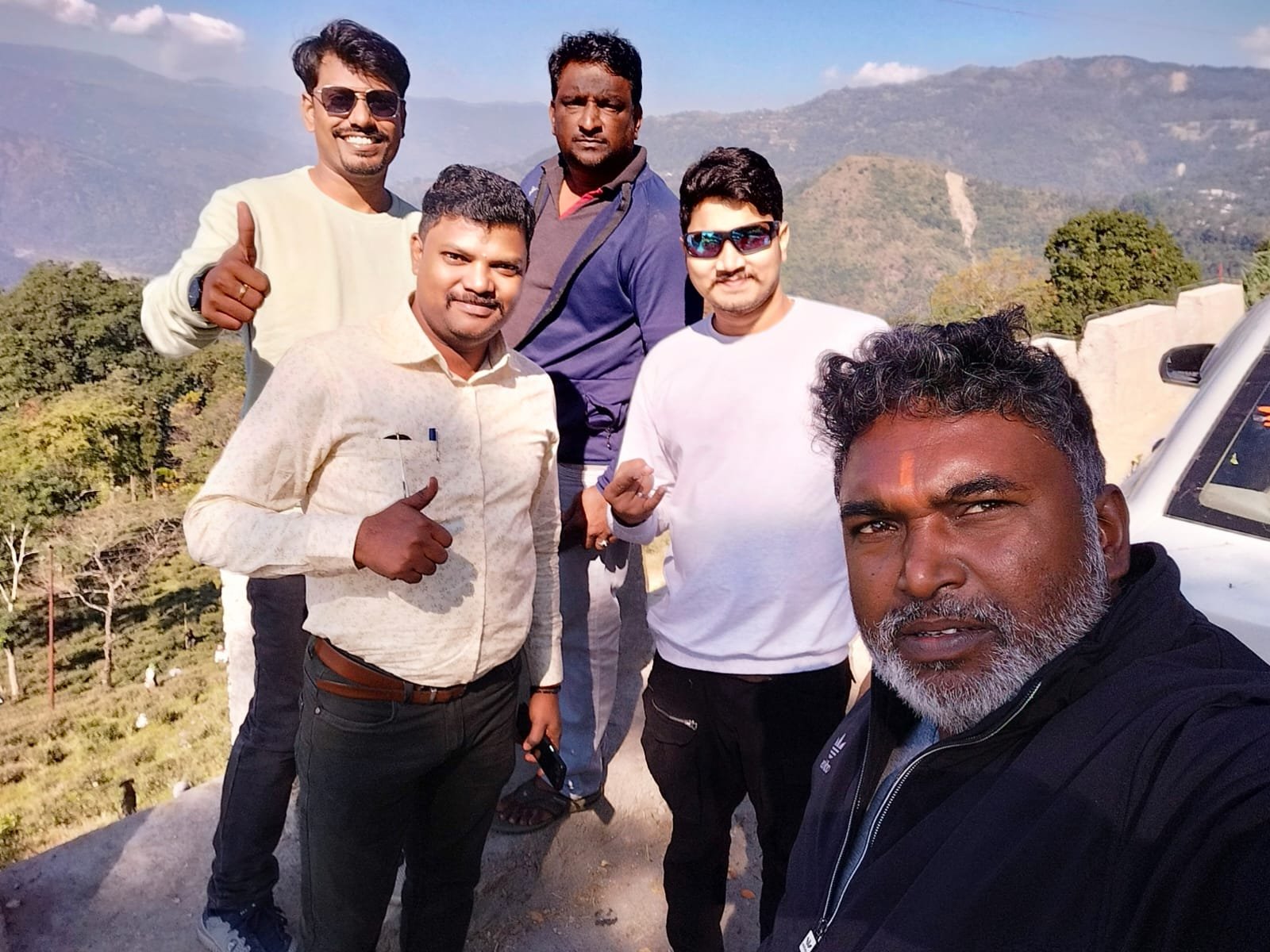 Group at a mountain viewpoint near Pelling in Sikkim